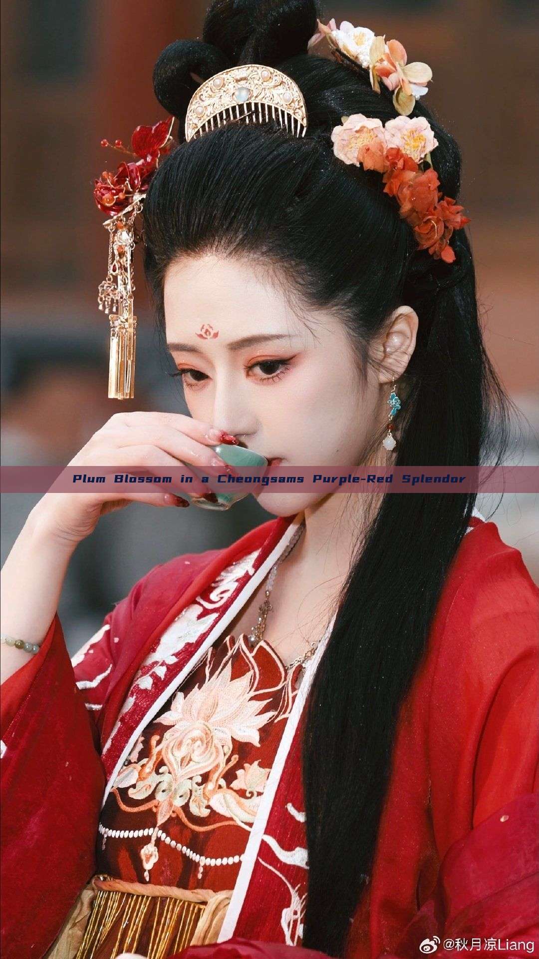 Plum Blossom in a Cheongsams Purple-Red Splendor