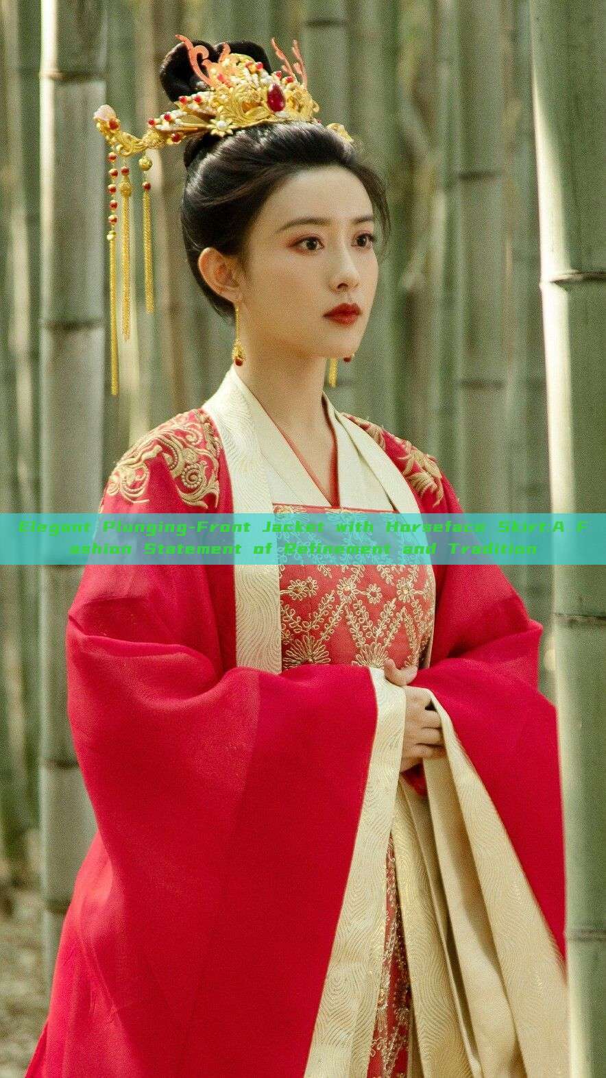 Elegant Plunging-Front Jacket with Horseface Skirt:A Fashion Statement of Refinement and Tradition Elegant Plunging-Front Jacket with Horseface Skirt:A Fashion Statement of Refinement and Tradition