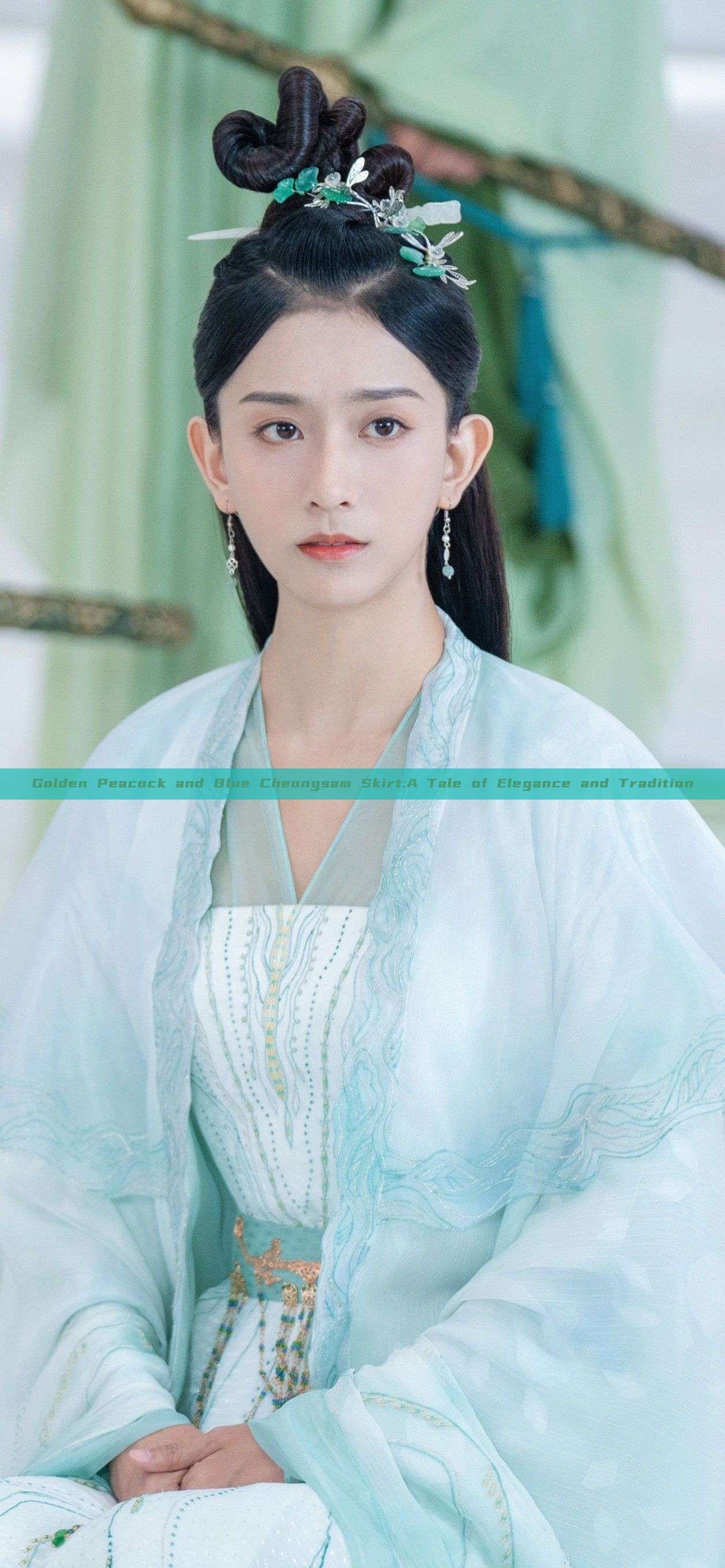 Golden Peacock and Blue Cheongsam Skirt:A Tale of Elegance and Tradition