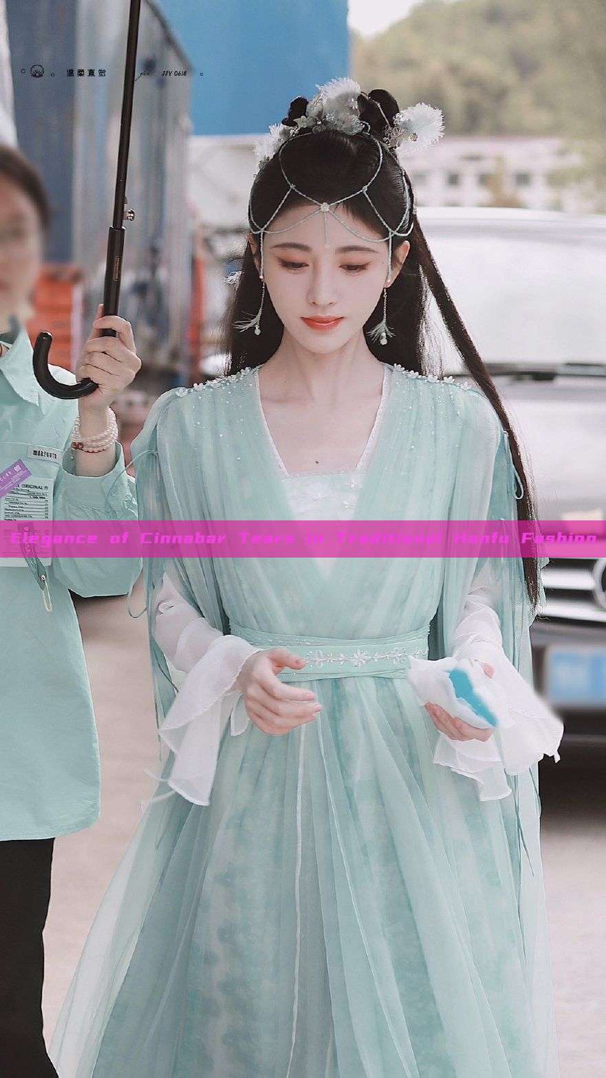 Elegance of Cinnabar Tears in Traditional Hanfu Fashion