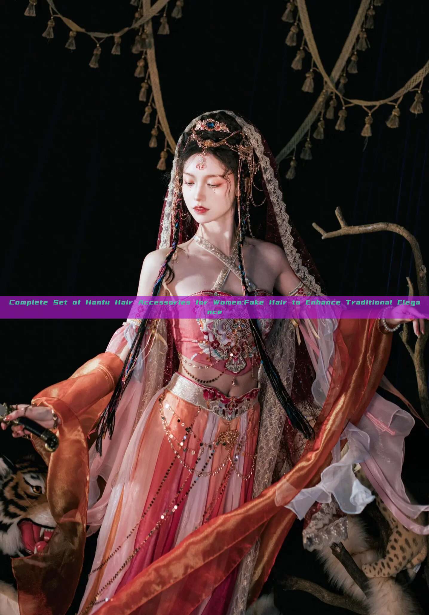 Complete Set of Hanfu Hair Accessories for Women:Fake Hair to Enhance Traditional Elegance