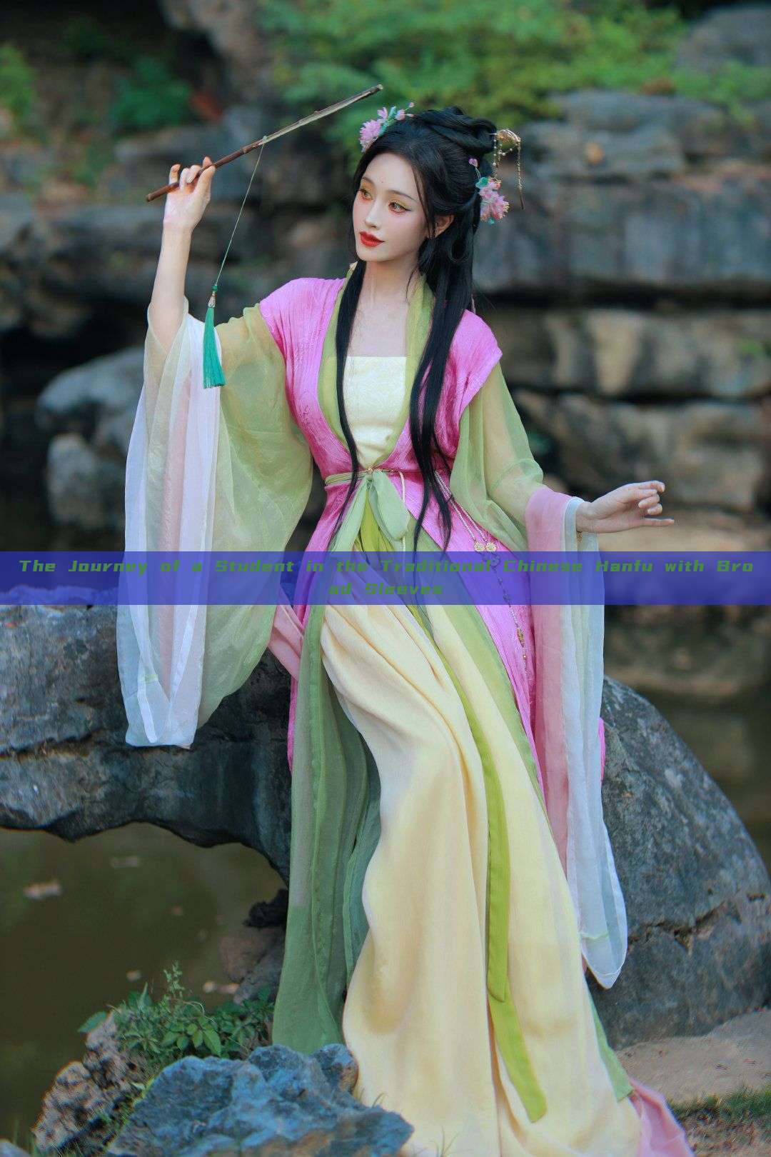 The Journey of a Student in the Traditional Chinese Hanfu with Broad Sleeves