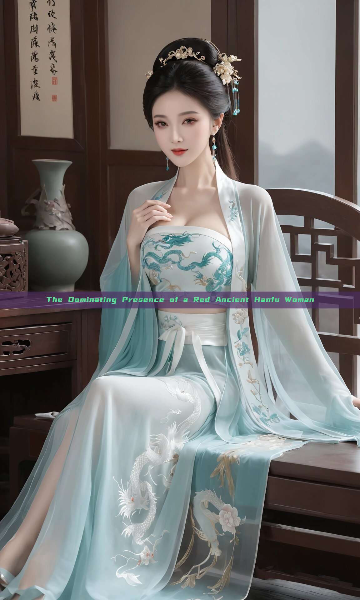 The Dominating Presence of a Red Ancient Hanfu Woman