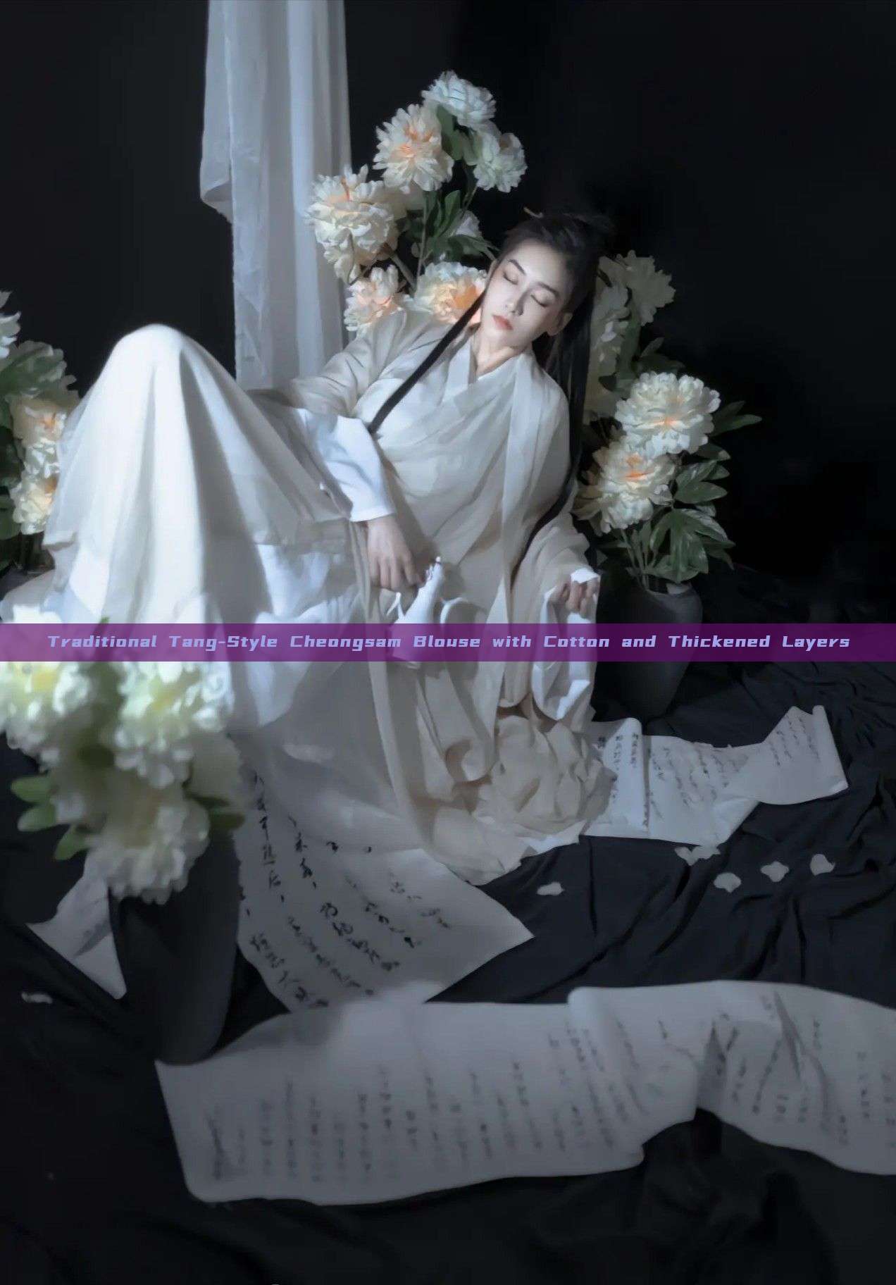 Traditional Tang-Style Cheongsam Blouse with Cotton and Thickened Layers