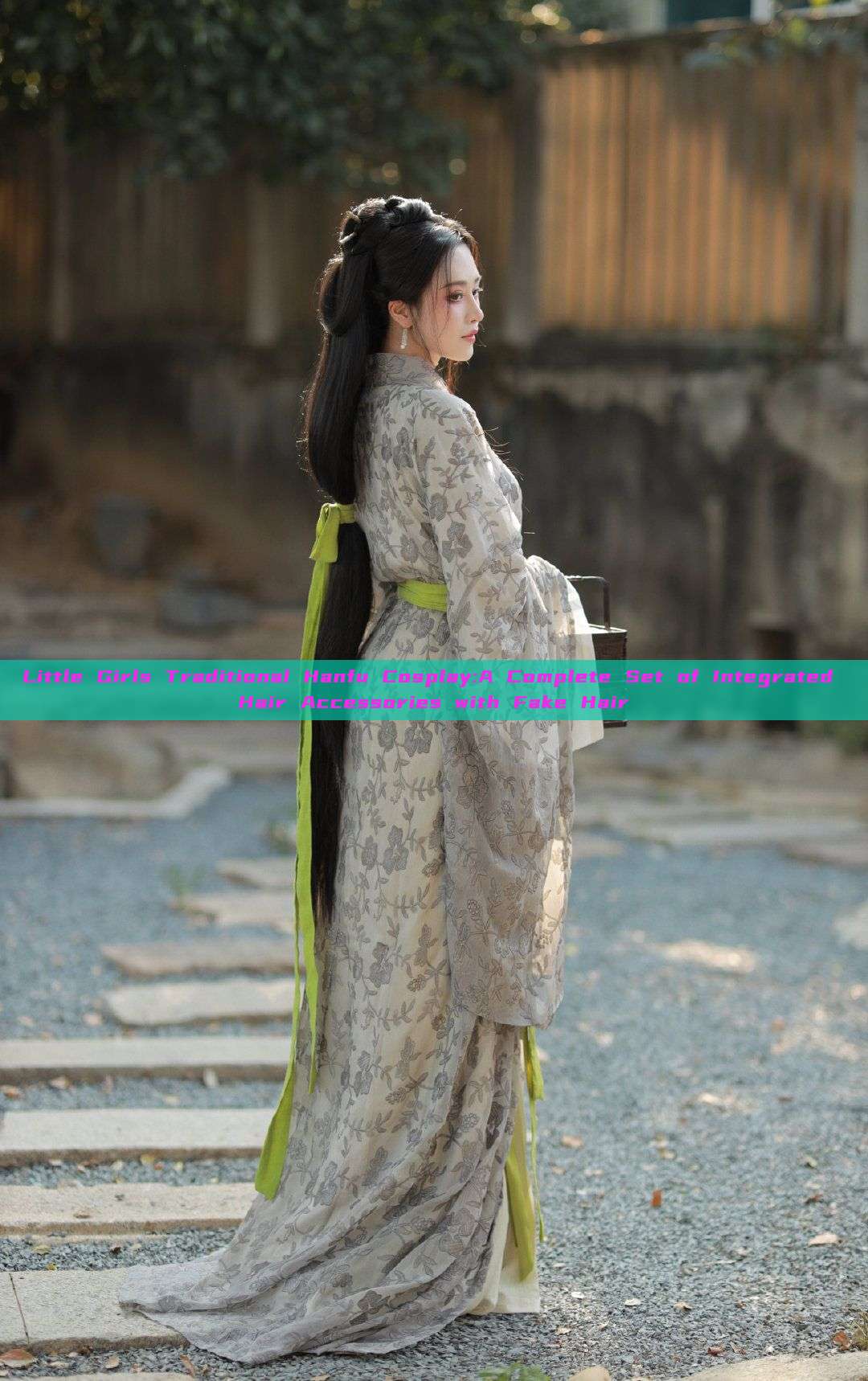 Little Girls Traditional Hanfu Cosplay:A Complete Set of Integrated Hair Accessories with Fake Hair
