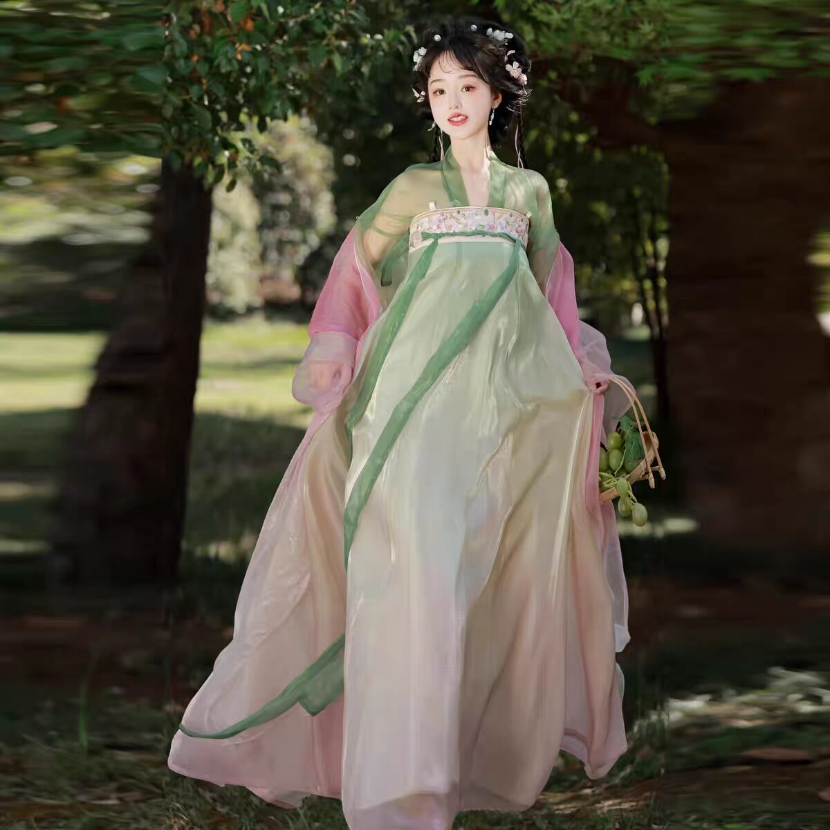 Charming Cheongsam and Skirt Set with Ice Silk Material