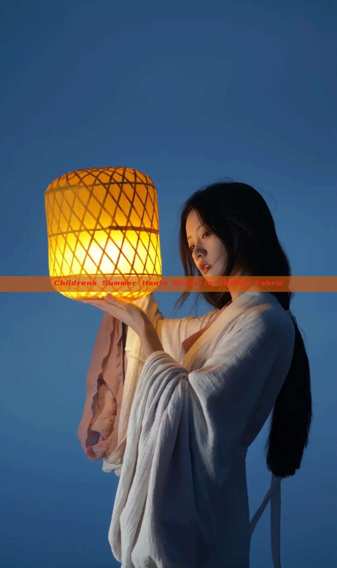 Childrens Summer Hanfu Dress in Chiffon Fabric Childrens Summer Hanfu Dress in Chiffon Fabric