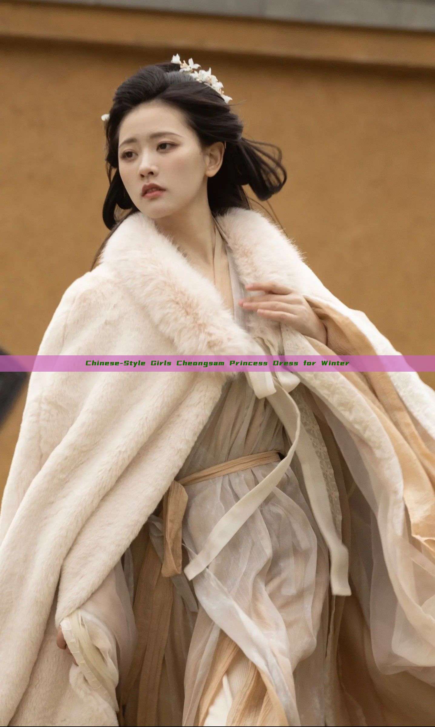 Chinese-Style Girls Cheongsam Princess Dress for Winter