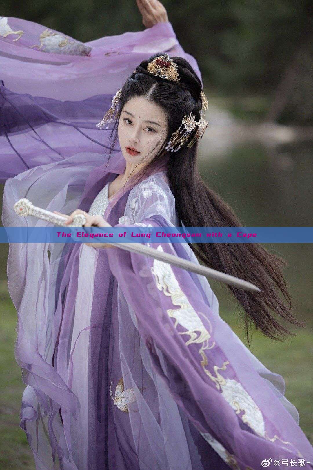 The Elegance of Long Cheongsam with a Cape The Elegance of Long Cheongsam with a Cape