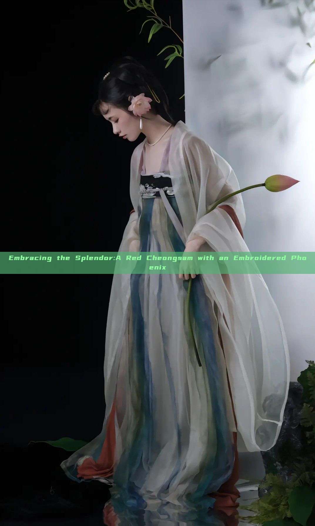 Embracing the Splendor:A Red Cheongsam with an Embroidered Phoenix