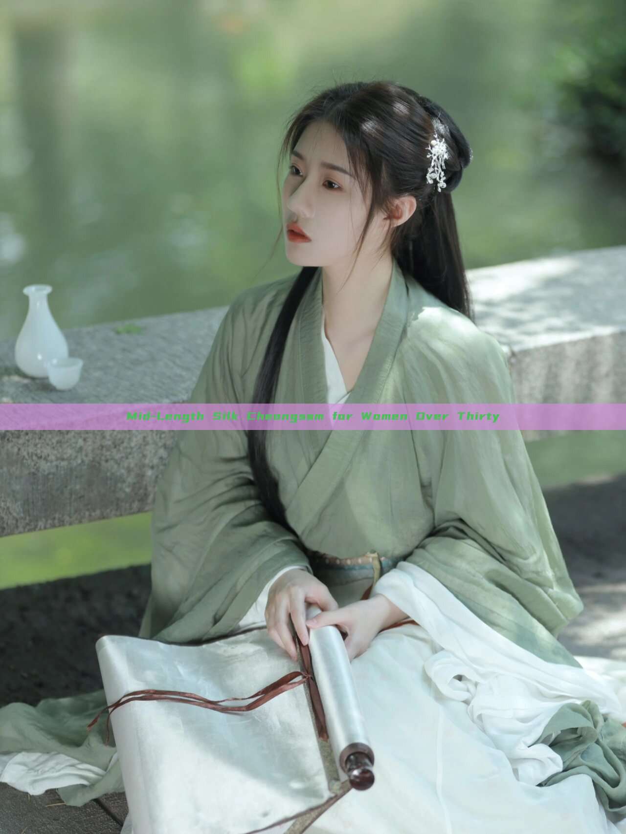 Mid-Length Silk Cheongsam for Women Over Thirty