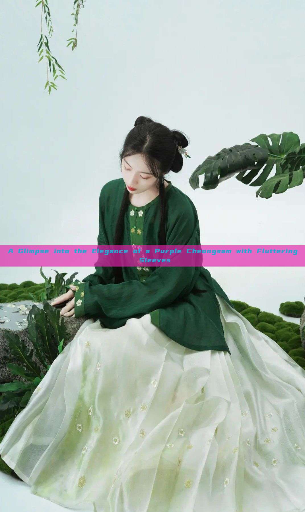 A Glimpse into the Elegance of a Purple Cheongsam with Fluttering Sleeves A Glimpse into the Elegance of a Purple Cheongsam with Fluttering Sleeves