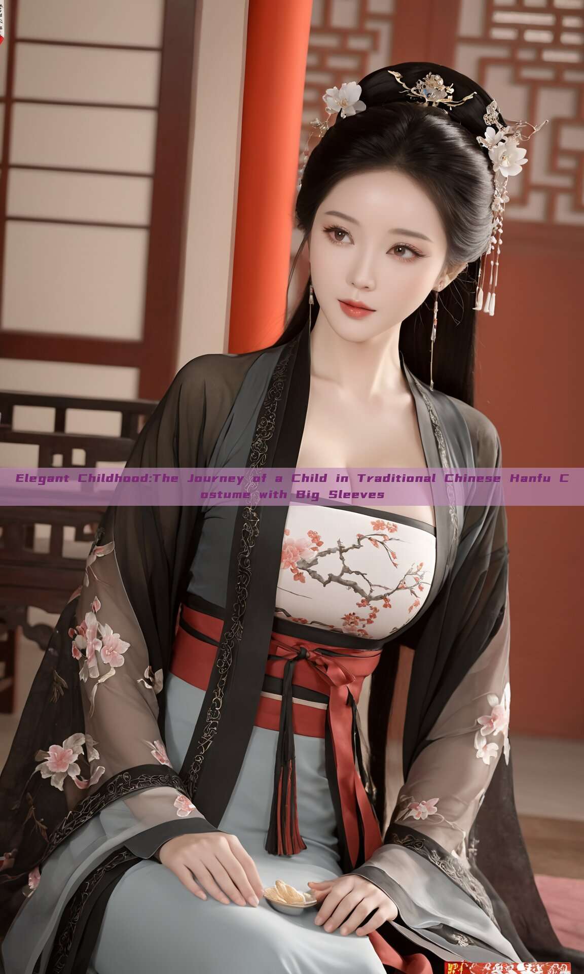 Elegant Childhood:The Journey of a Child in Traditional Chinese Hanfu Costume with Big Sleeves