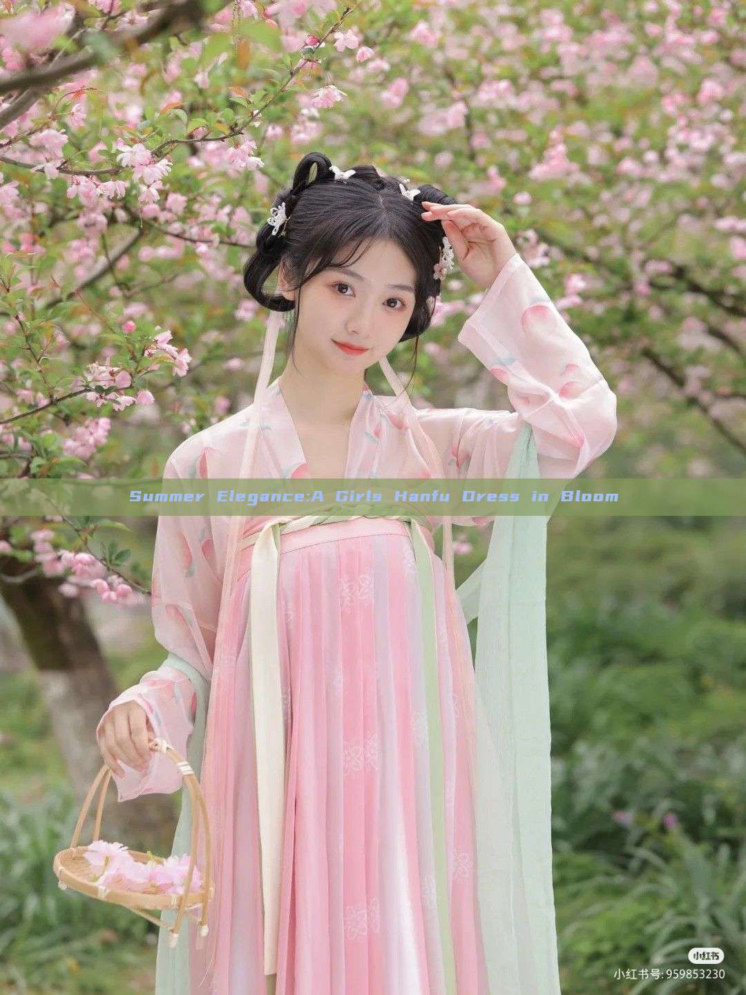 Summer Elegance:A Girls Hanfu Dress in Bloom