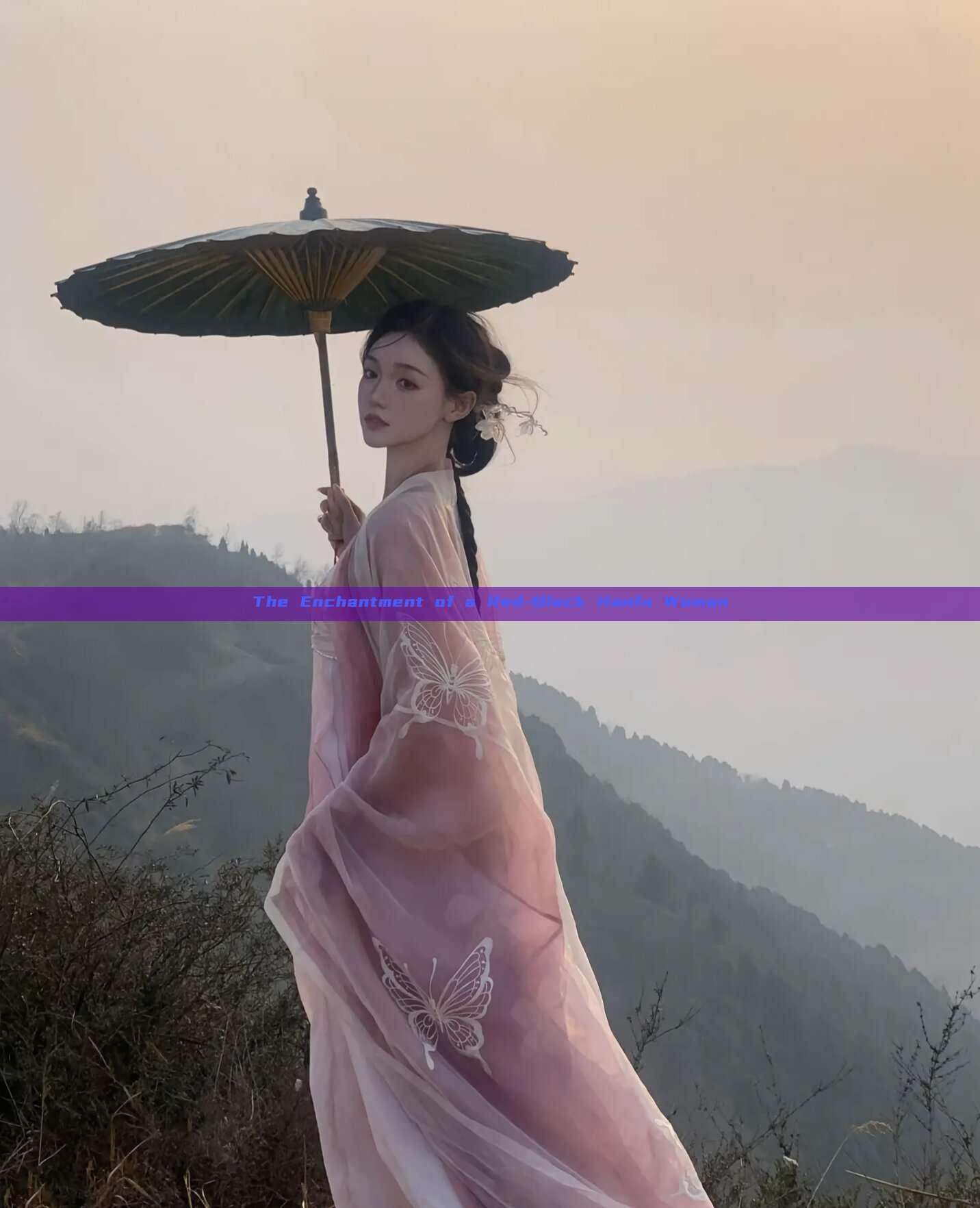 The Enchantment of a Red-Black Hanfu Woman