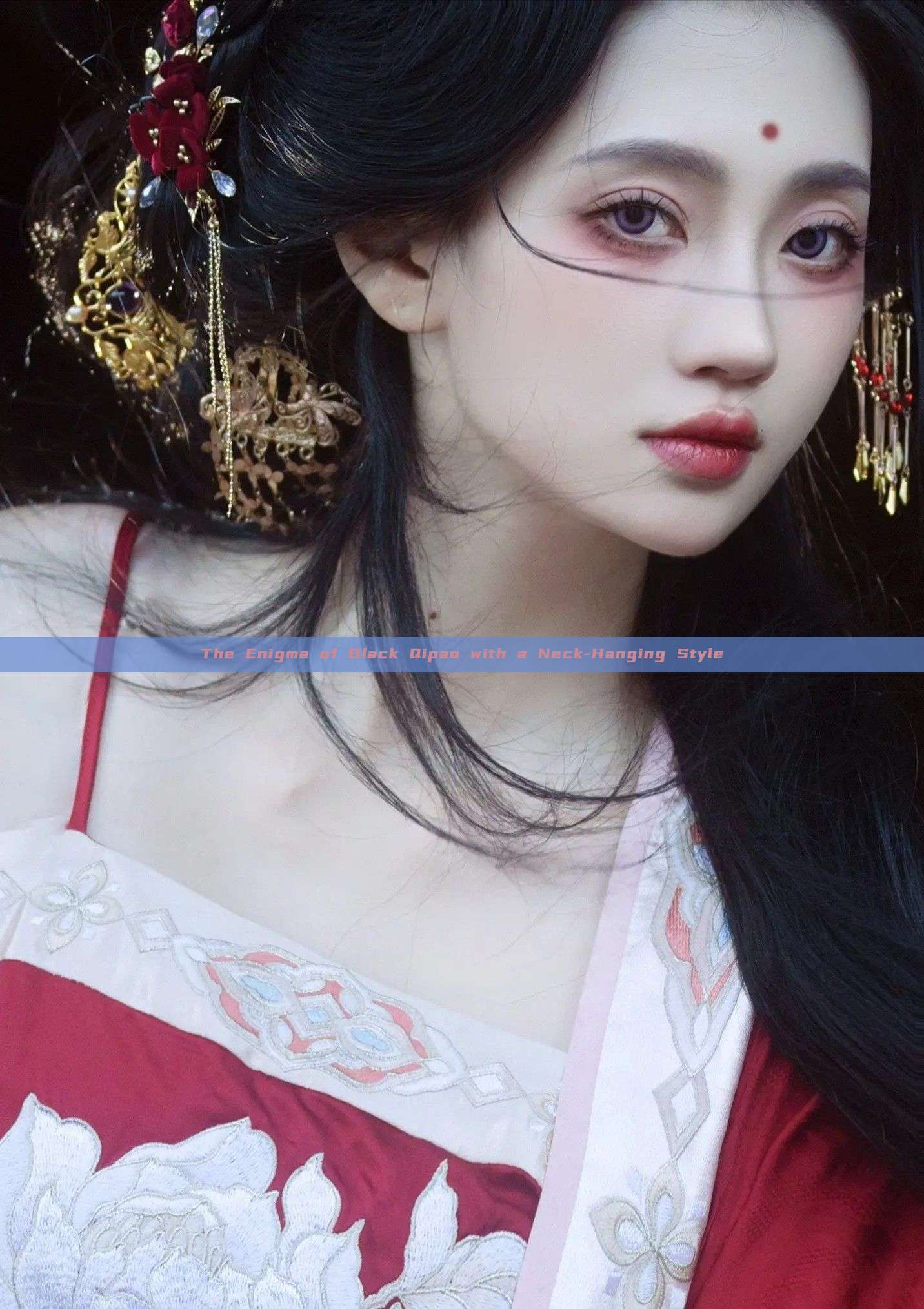The Enigma of Black Qipao with a Neck-Hanging Style