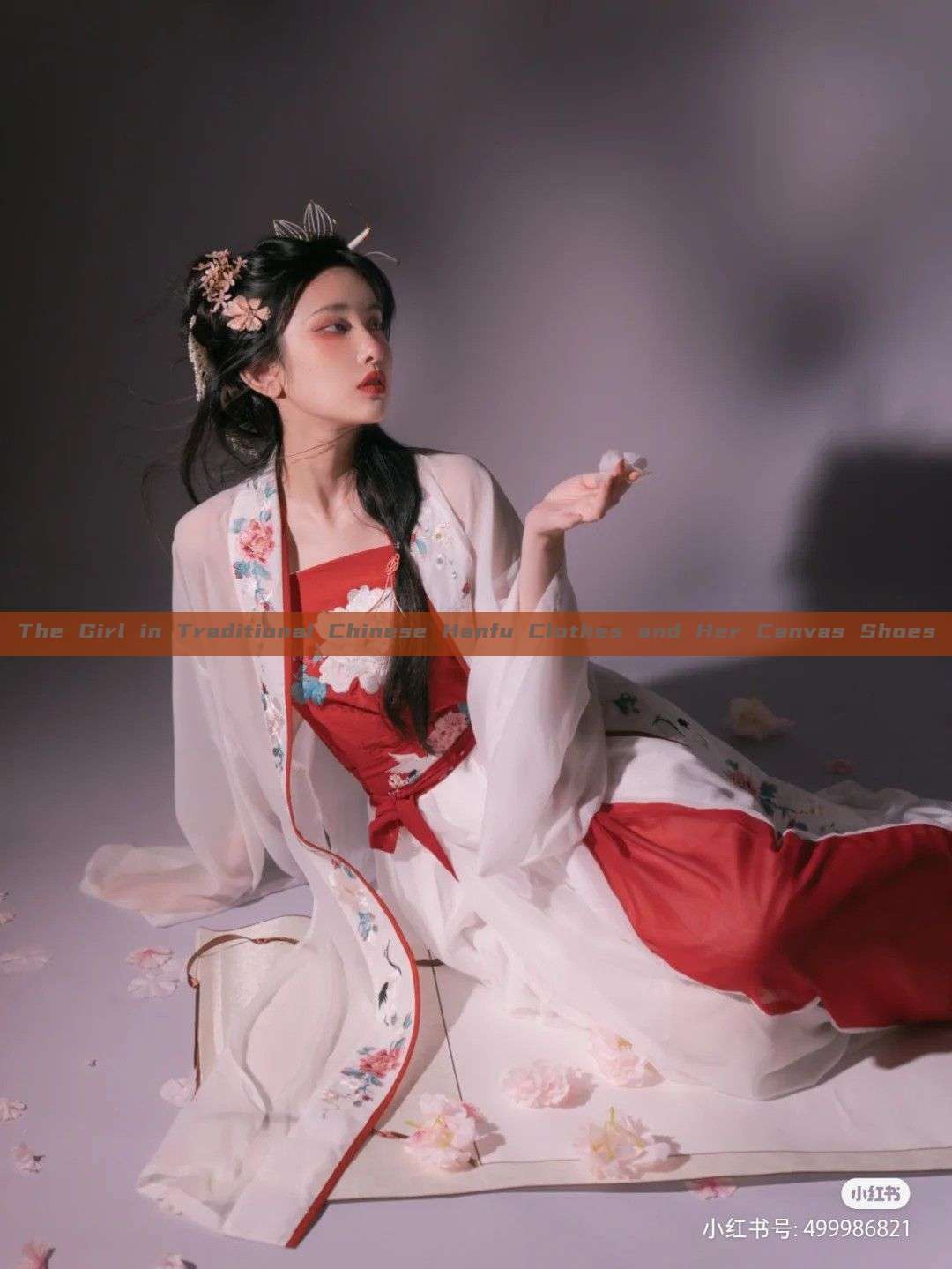The Girl in Traditional Chinese Hanfu Clothes and Her Canvas Shoes The Girl in Traditional Chinese Hanfu Clothes and Her Canvas Shoes