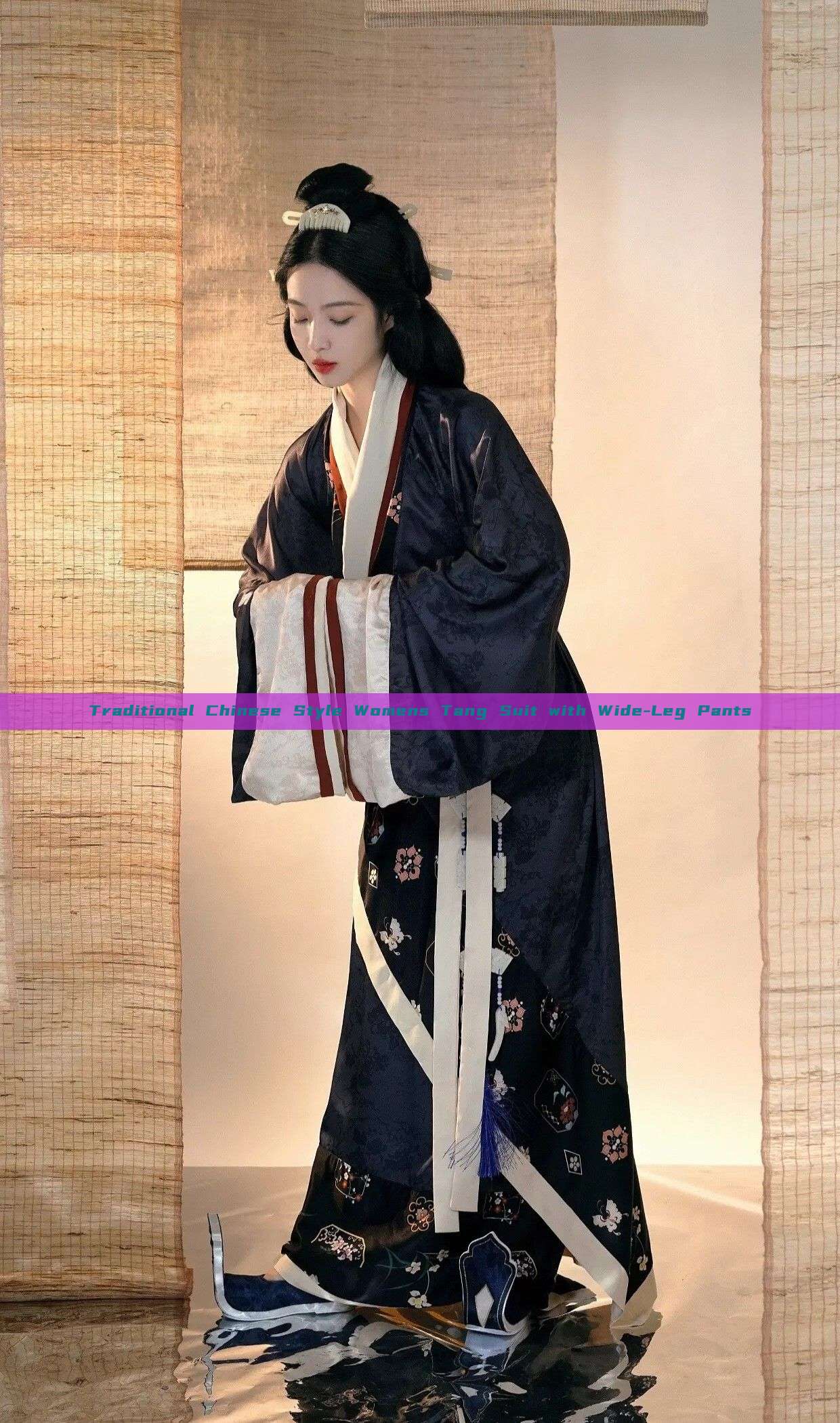 Traditional Chinese Style Womens Tang Suit with Wide-Leg Pants Traditional Chinese Style Womens Tang Suit with Wide-Leg Pants