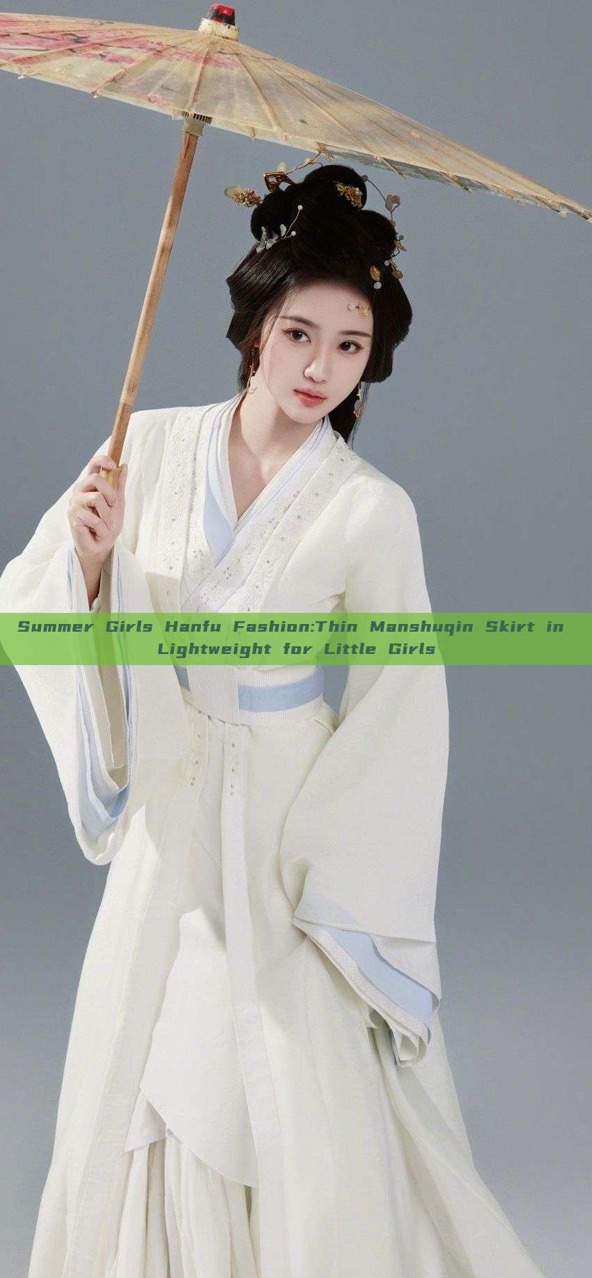 Summer Girls Hanfu Fashion:Thin Manshuqin Skirt in Lightweight for Little Girls