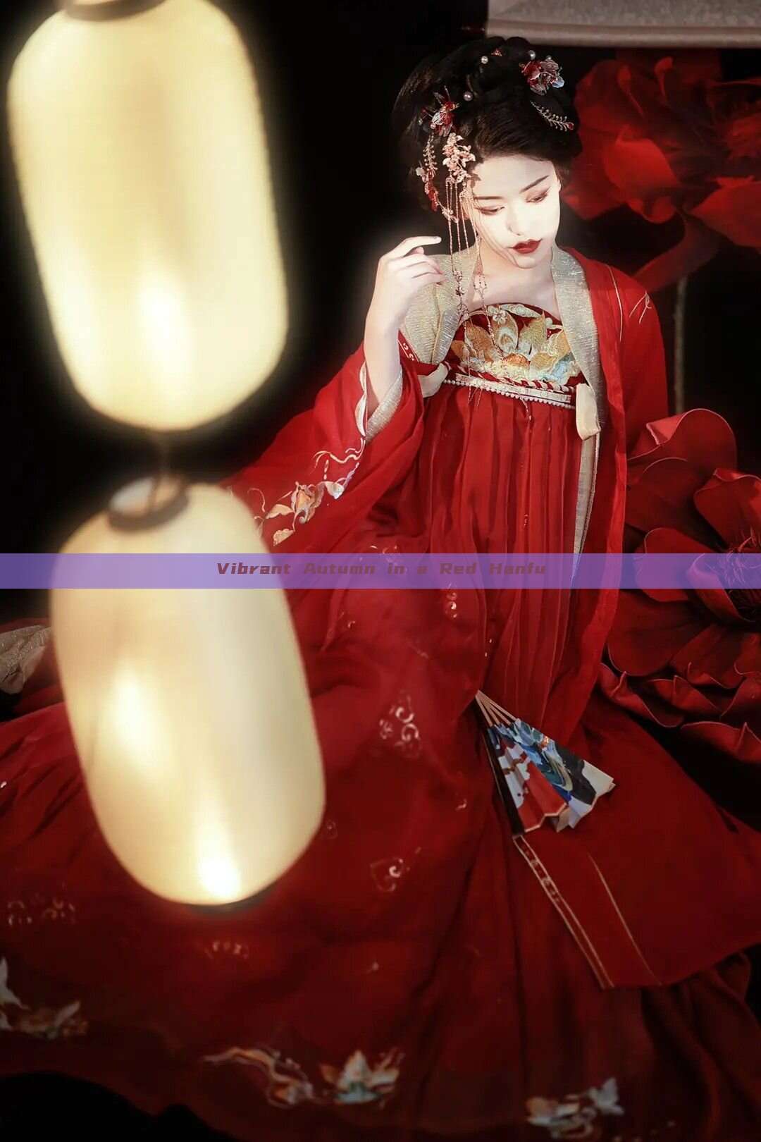 Vibrant Autumn in a Red Hanfu Vibrant Autumn in a Red Hanfu