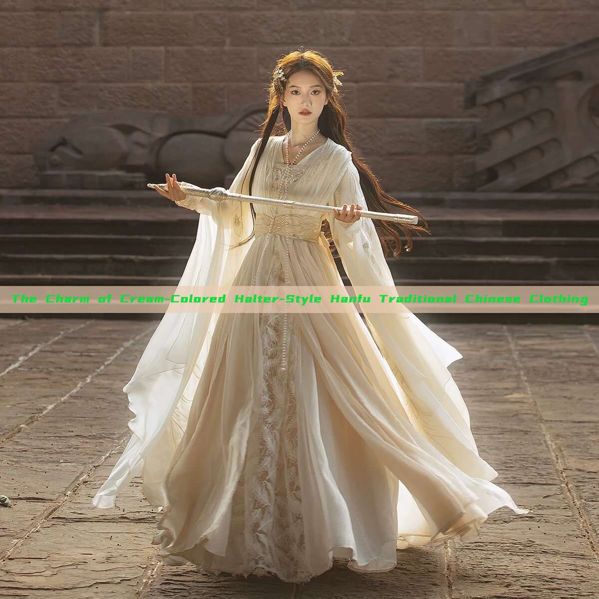 The Charm of Cream-Colored Halter-Style Hanfu Traditional Chinese Clothing The Charm of Cream-Colored Halter-Style Hanfu Traditional Chinese Clothing