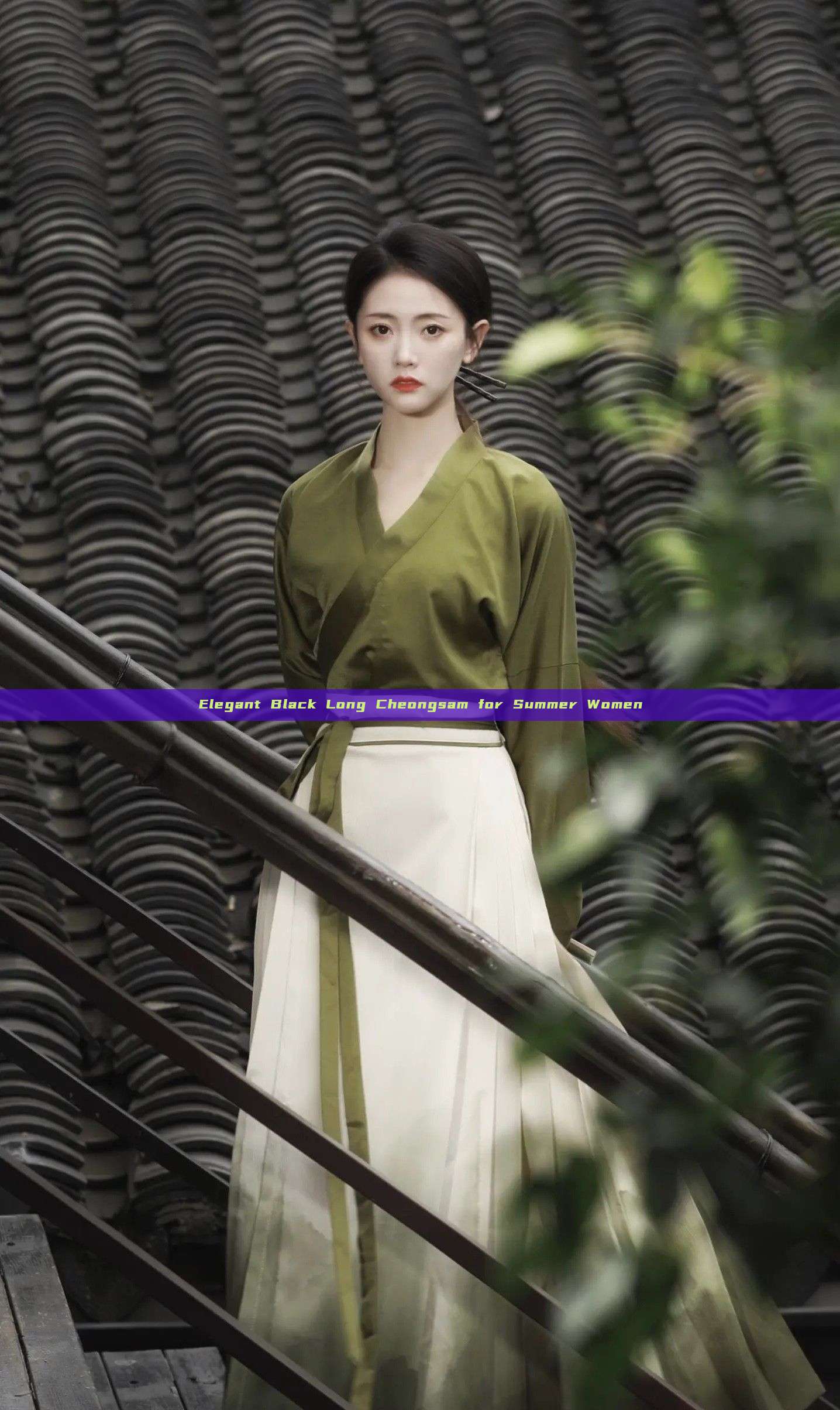 Elegant Black Long Cheongsam for Summer Women