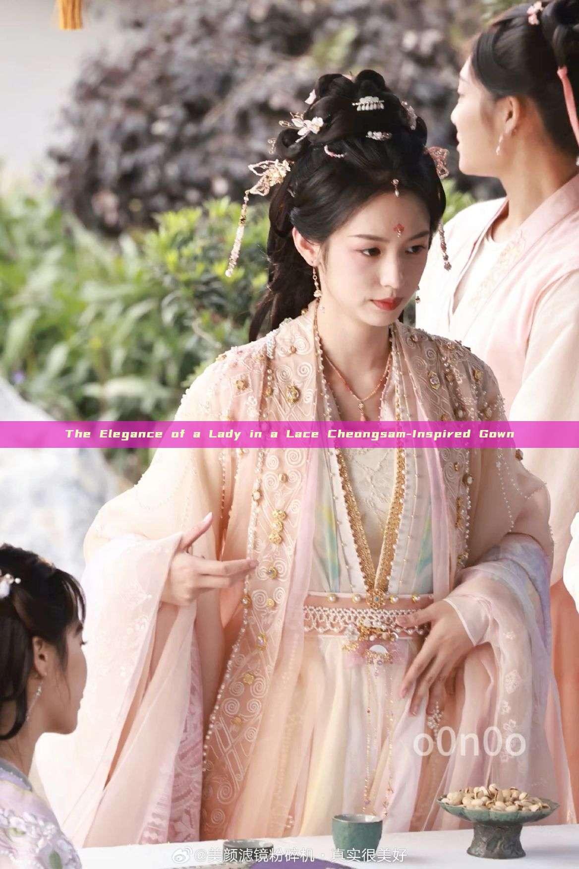The Elegance of a Lady in a Lace Cheongsam-Inspired Gown