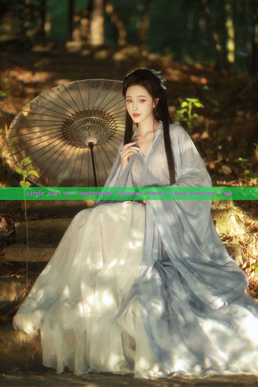 Little Girl in Traditional Chinese Hanfu Long-sleeved Top
