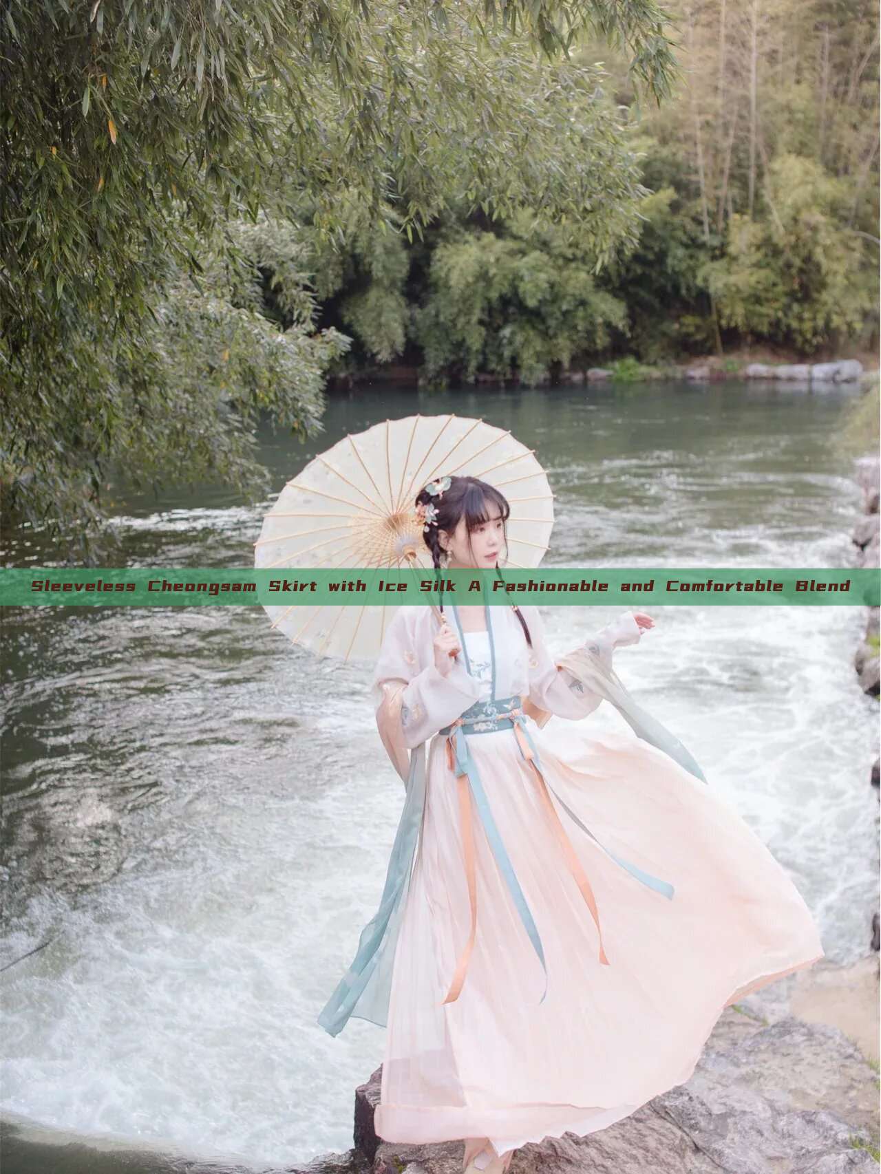 Sleeveless Cheongsam Skirt with Ice Silk A Fashionable and Comfortable Blend