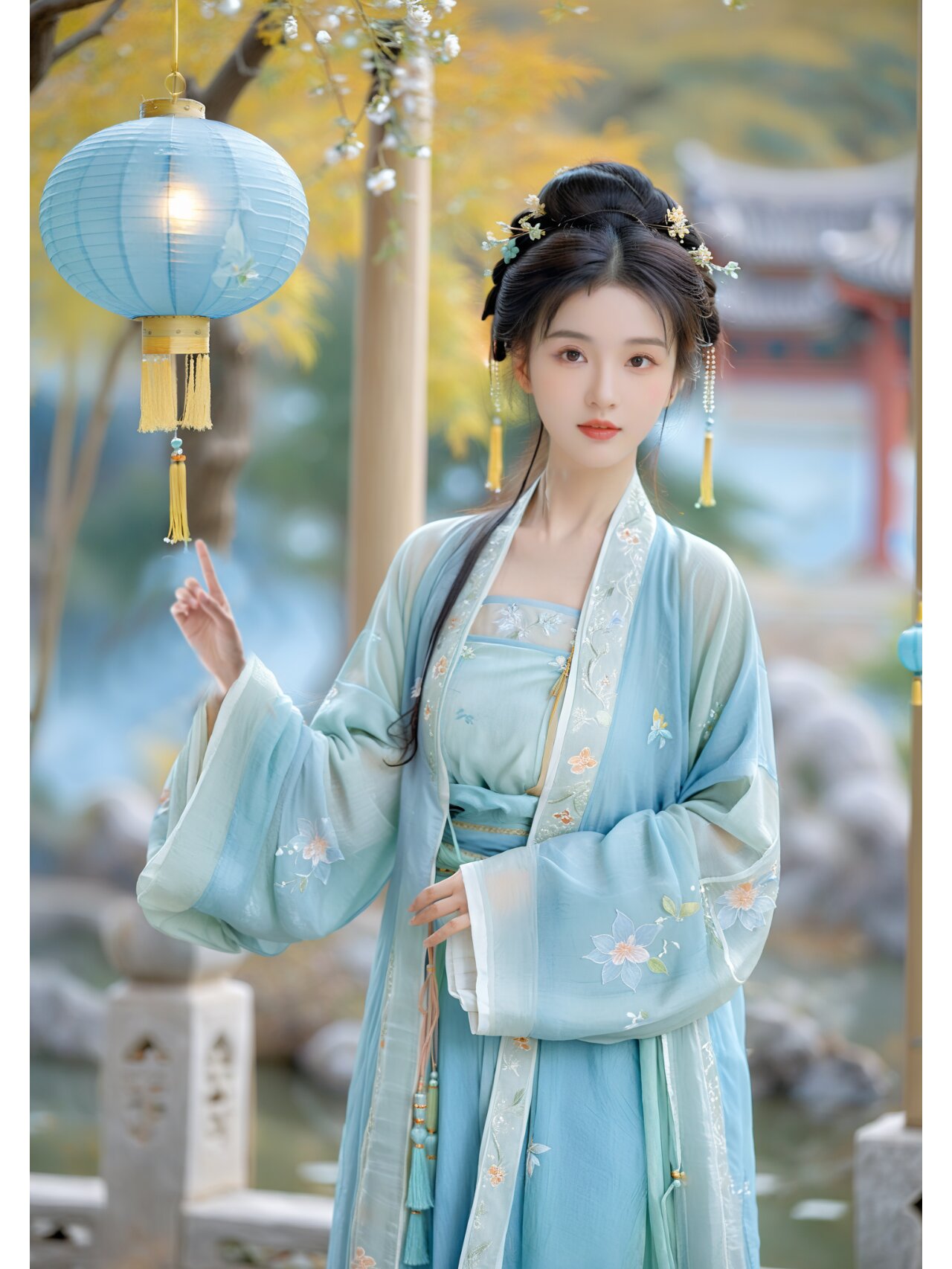 The Celebration of Chinese New Year as a Petite汉服女子