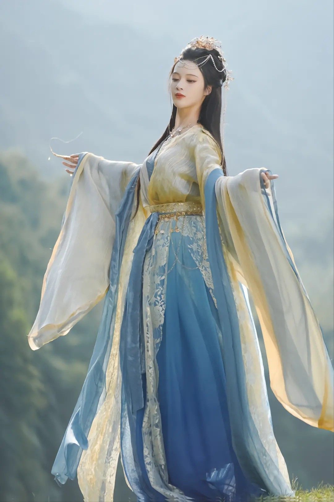 Summer Chic in Girls Hanfu Chevre Chiffon Dress