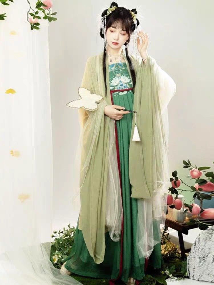 Traditional Charm of a Woman in a Tang-Style Short-Sleeve Blouse