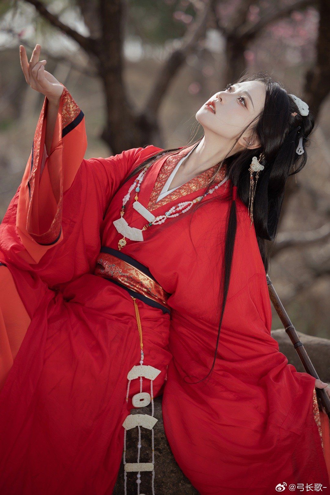 A Little Girl in a Gorgeous Hanfu Long-sleeved Gown