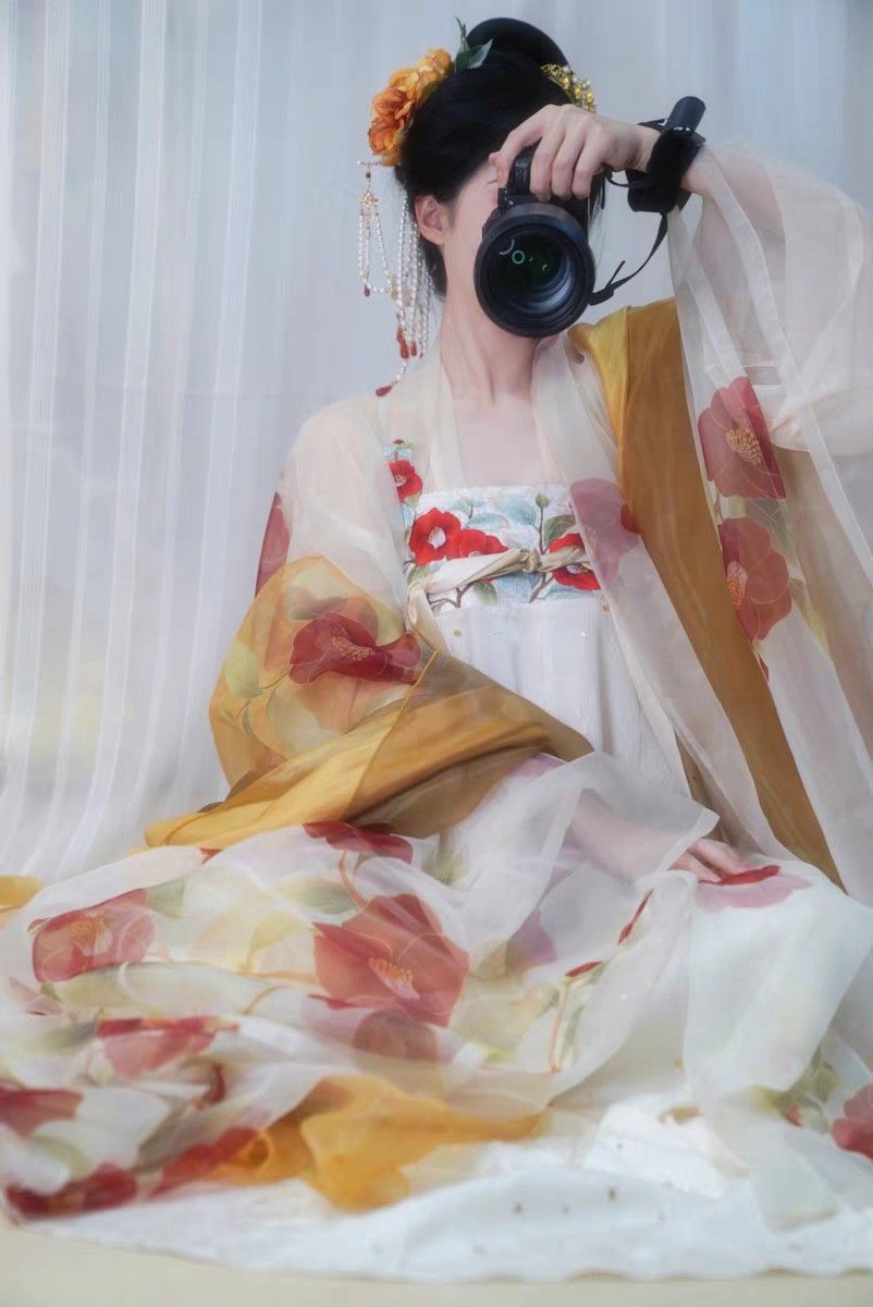 The Splendor of Winter Hanfu in Golden Yellow