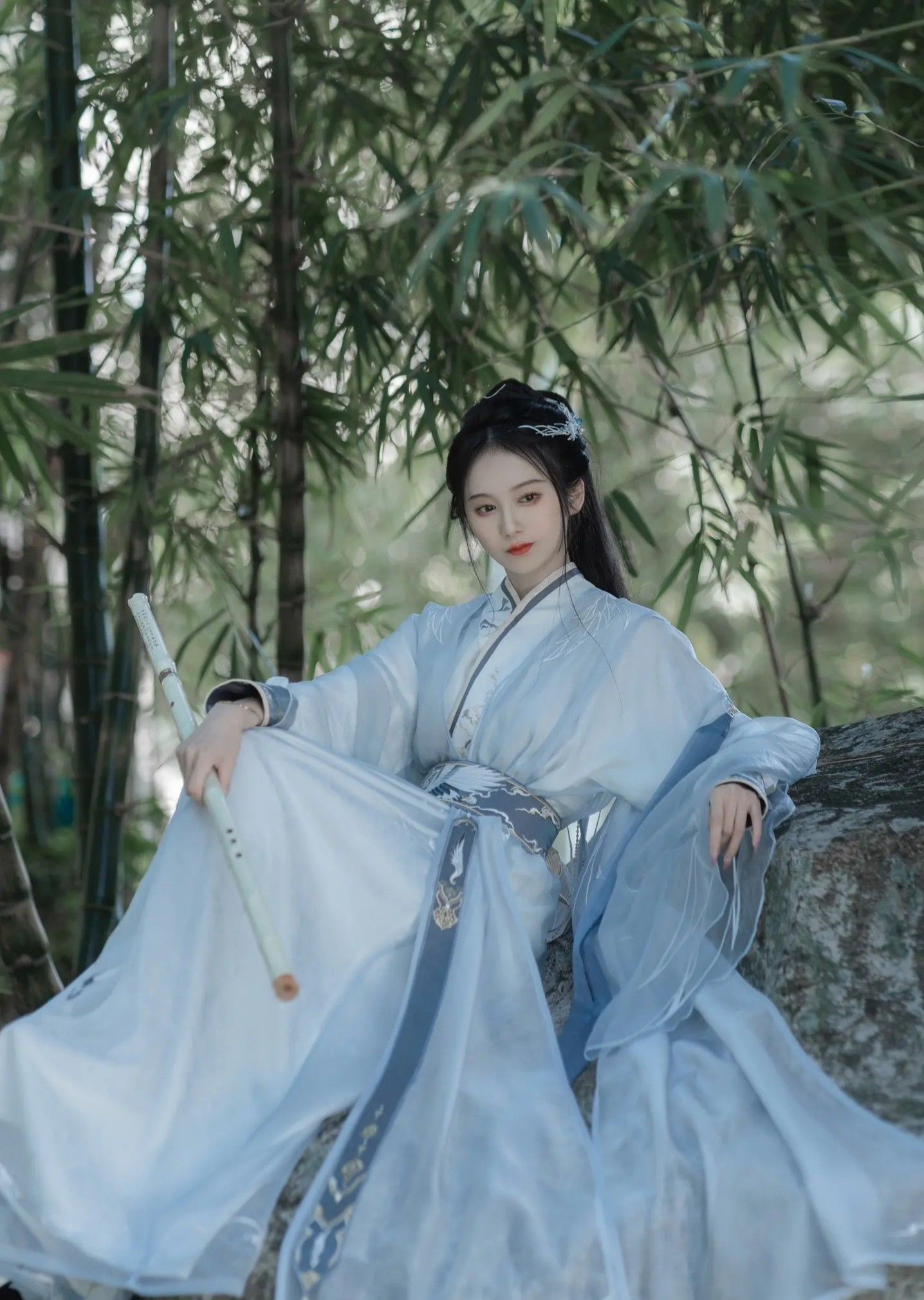 Little Girl in Traditional Chinese Hanfu Top and Horseface Skirt
