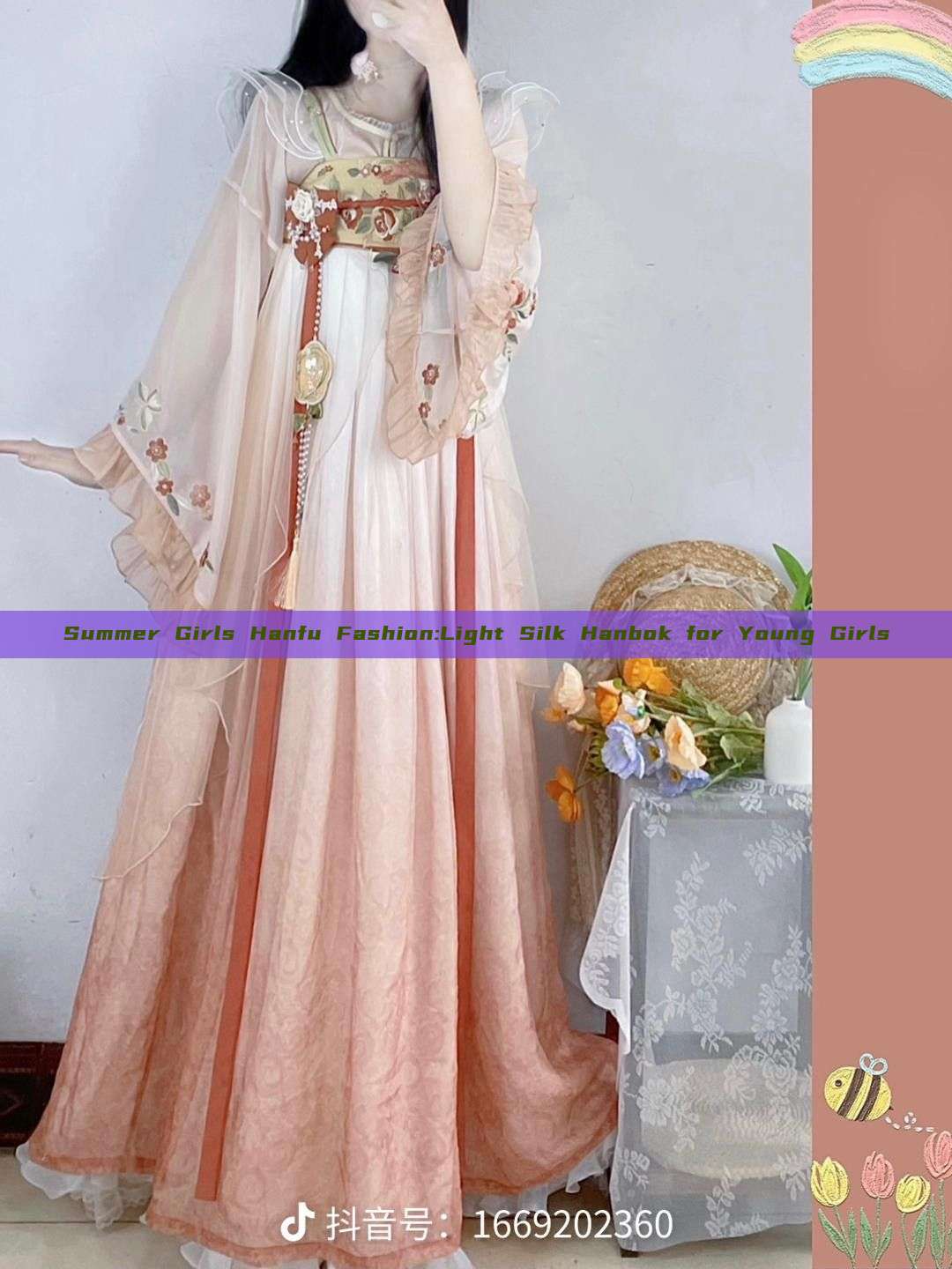 Summer Girls Hanfu Fashion:Light Silk Hanbok for Young Girls