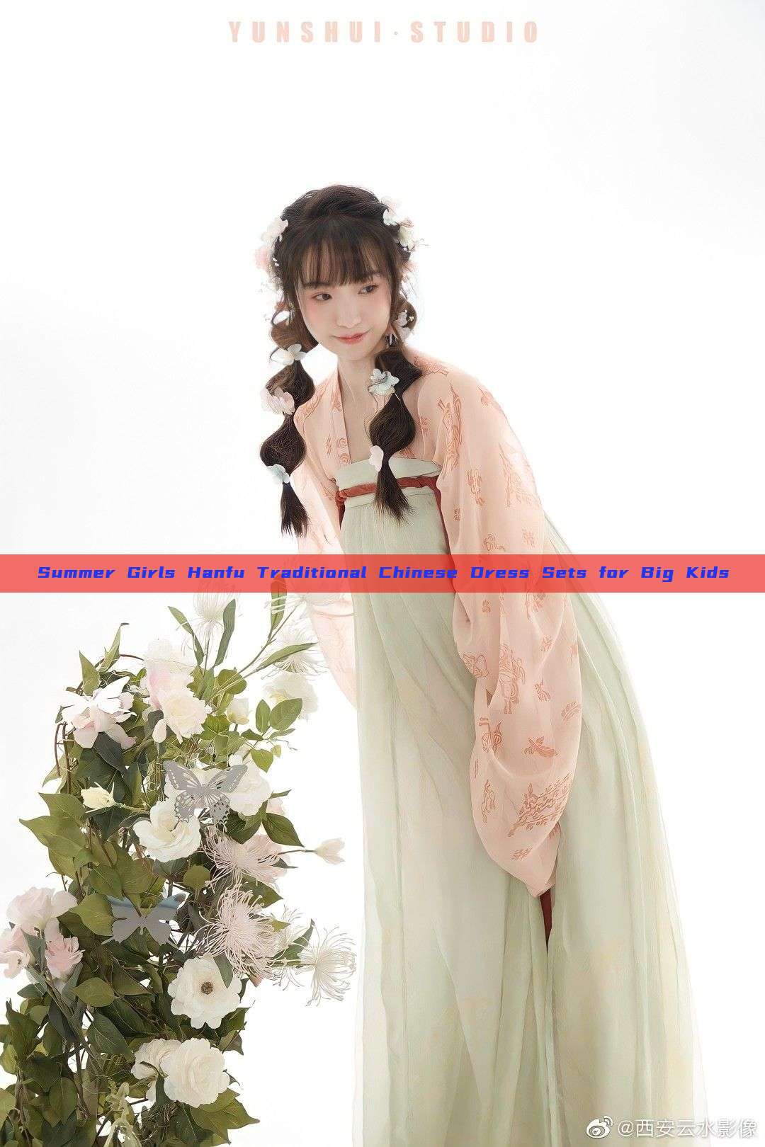 Summer Girls Hanfu Traditional Chinese Dress Sets for Big Kids Summer Girls Hanfu Traditional Chinese Dress Sets for Big Kids